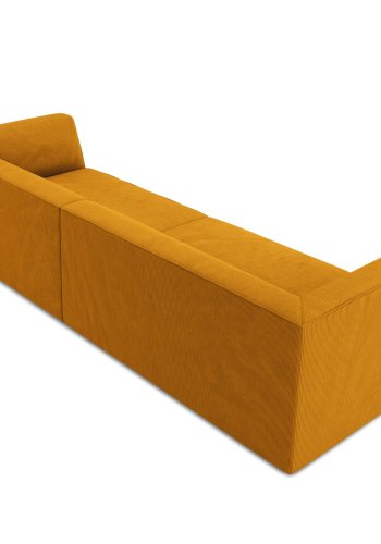 MICADONI Ruby sofa, 4 sder - gul corduroy stof og sort plast