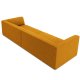 MICADONI Ruby sofa, 4 sder - gul corduroy stof og sort plast