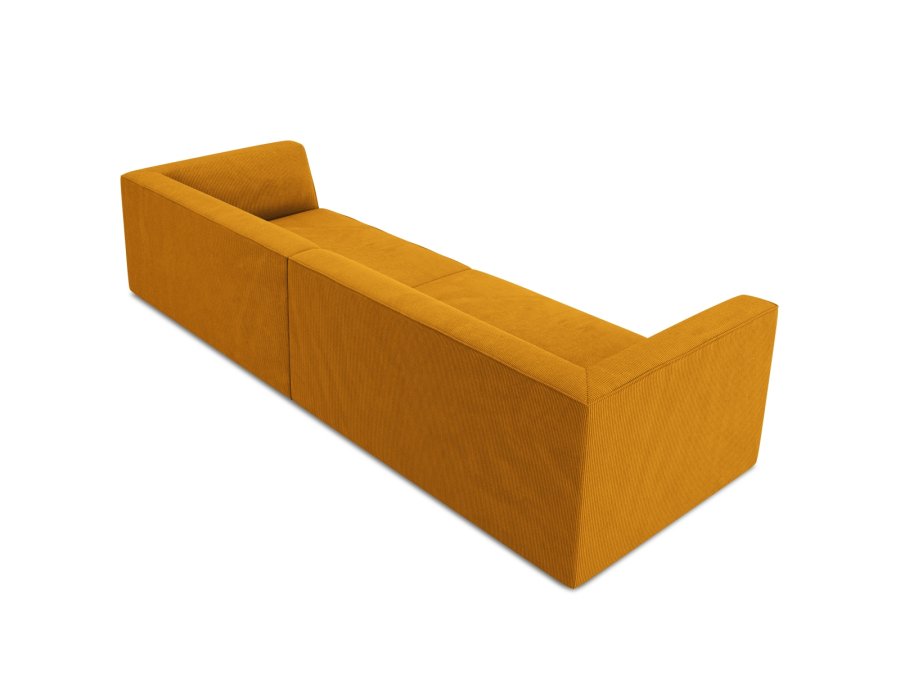 MICADONI Ruby sofa, 4 sder - gul corduroy stof og sort plast