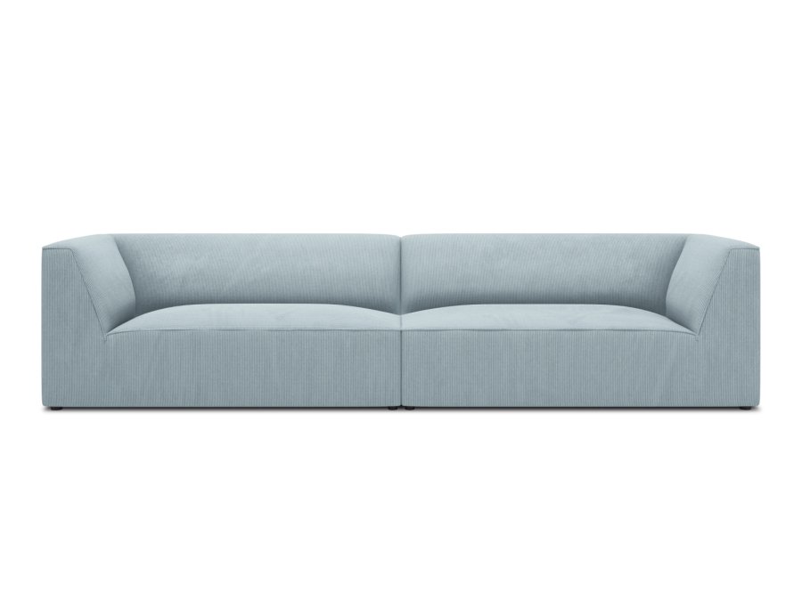 MICADONI Ruby sofa, 4 sder - bl corduroy stof og sort plast