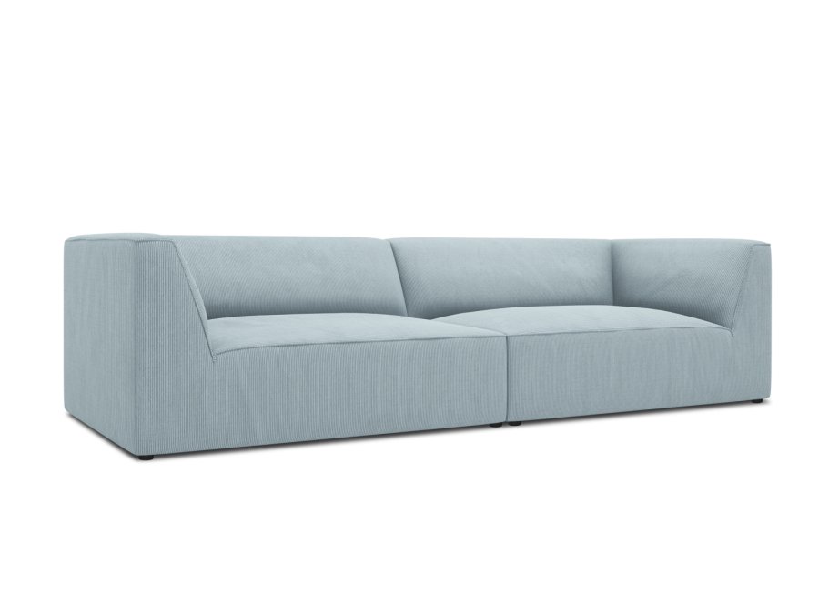 MICADONI Ruby sofa, 4 sder - bl corduroy stof og sort plast