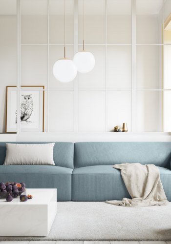 MICADONI Ruby sofa, 4 sder - bl corduroy stof og sort plast