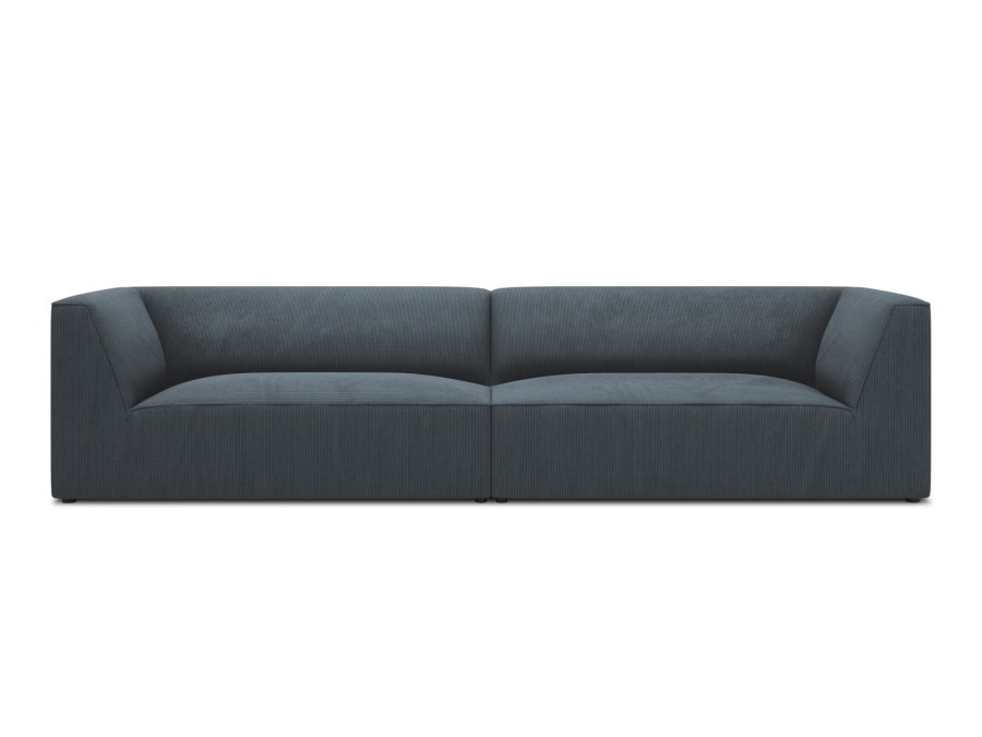 MICADONI Ruby sofa, 4 sder - bl corduroy stof og sort plast