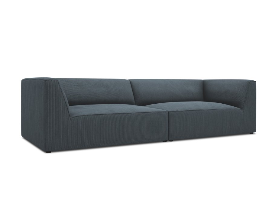 MICADONI Ruby sofa, 4 sder - bl corduroy stof og sort plast