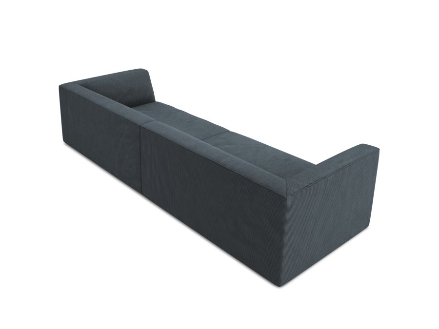 MICADONI Ruby sofa, 4 sder - bl corduroy stof og sort plast
