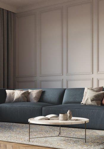 MICADONI Ruby sofa, 4 sder - bl corduroy stof og sort plast