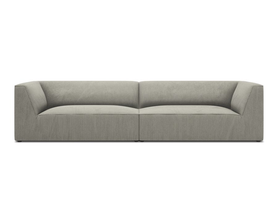 MICADONI Ruby sofa, 4 sder - gr corduroy stof og sort plast