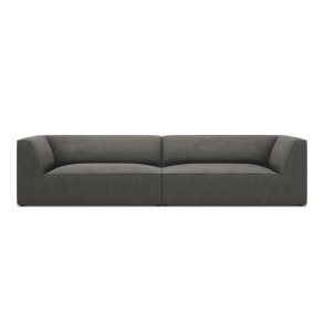 MICADONI Ruby sofa, 4 sder - antracitgr corduroy stof og sort plast