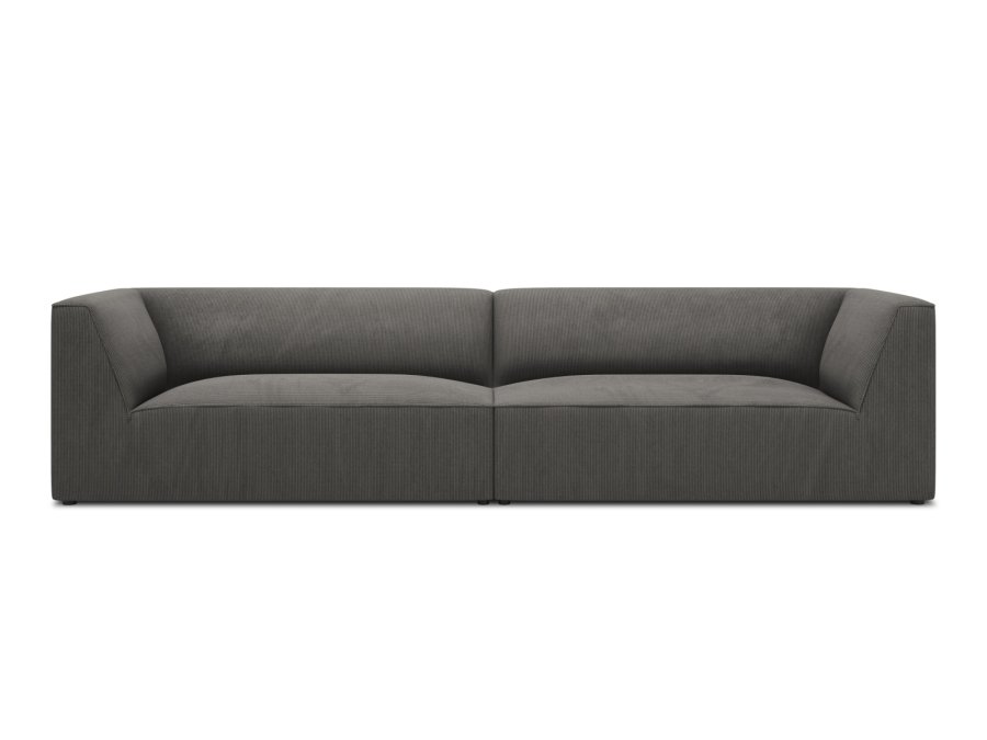 MICADONI Ruby sofa, 4 sder - antracitgr corduroy stof og sort plast
