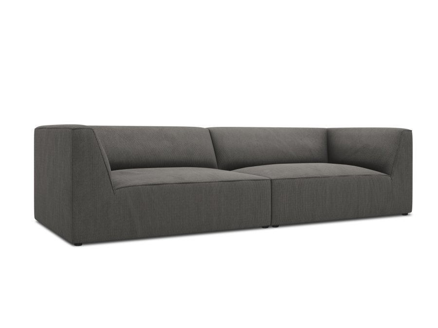 MICADONI Ruby sofa, 4 sder - antracitgr corduroy stof og sort plast