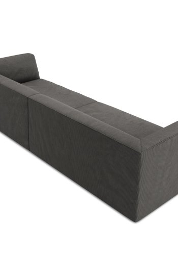 MICADONI Ruby sofa, 4 sder - antracitgr corduroy stof og sort plast