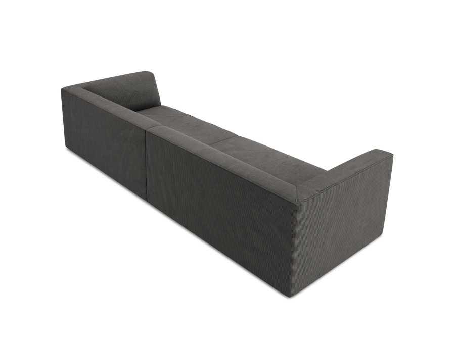 MICADONI Ruby sofa, 4 sder - antracitgr corduroy stof og sort plast