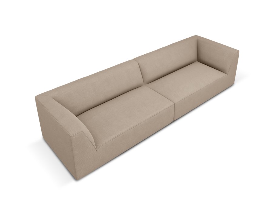 MICADONI Ruby sofa, 4 sder - beige stof og sort plast