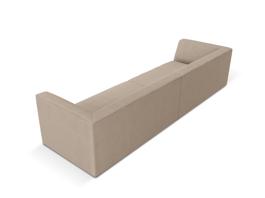 MICADONI Ruby sofa, 4 sder - beige stof og sort plast
