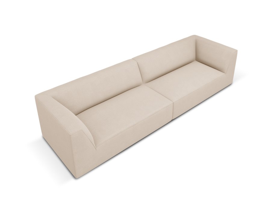 MICADONI Ruby sofa, 4 sder - beige stof og sort plast