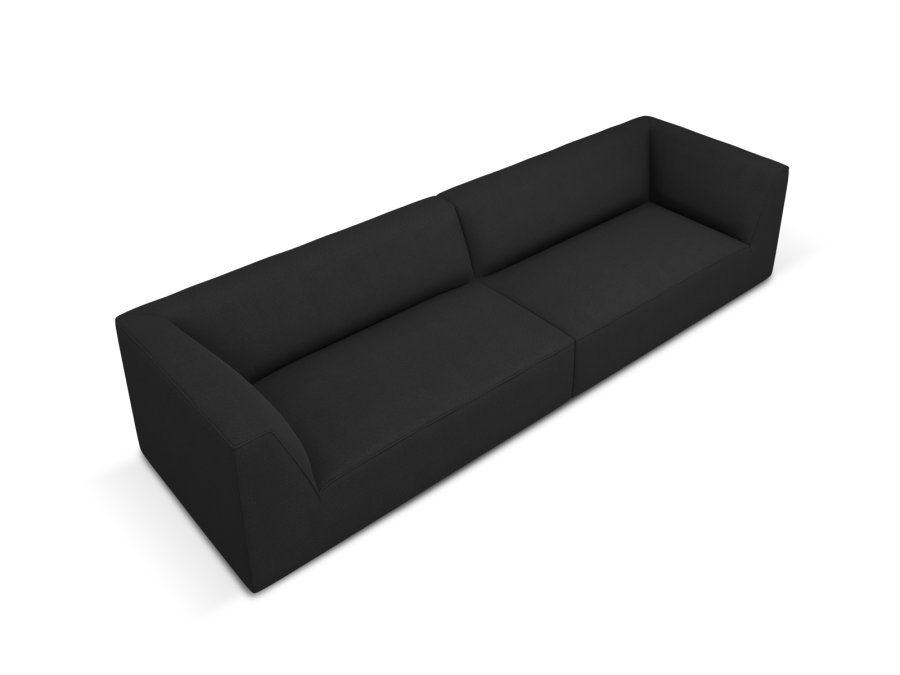 MICADONI Ruby sofa, 4 sder - sort stof og sort plast