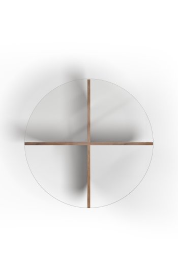 MICADONI Astrid sofabord, rund - klar glas og brun egetrsfinér (80)