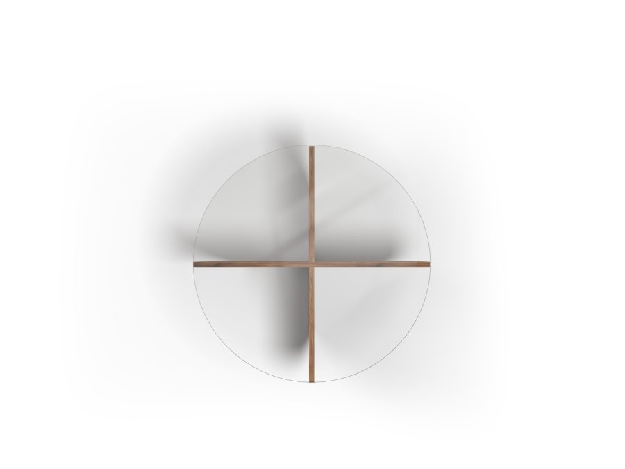 MICADONI Astrid sofabord, rund - klar glas og brun egetrsfinér (80)