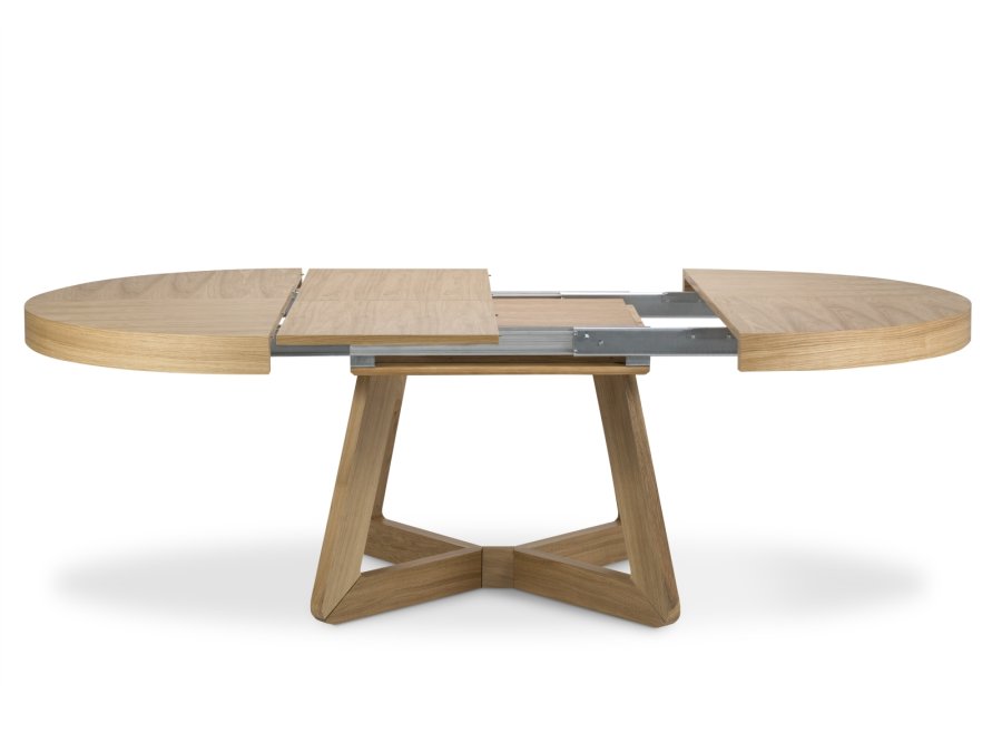 MICADONI Dustin spisebord, m. 2 tillgsplader - natur egefinér og tr (130/230x130x76)