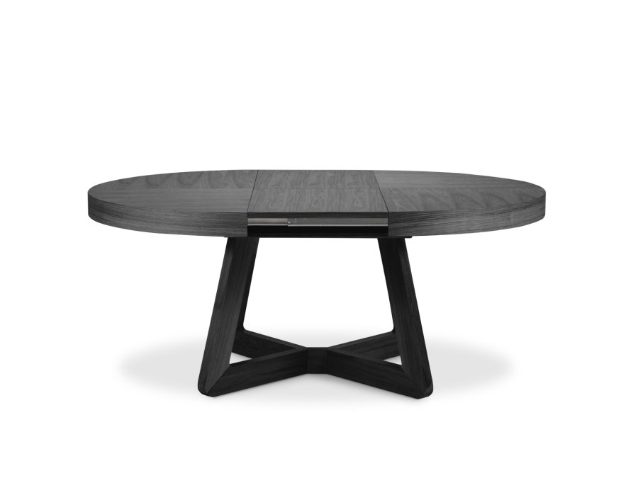 MICADONI Dustin spisebord, m. 2 tillgsplader - sort egefinér og tr (130/230x130x76)