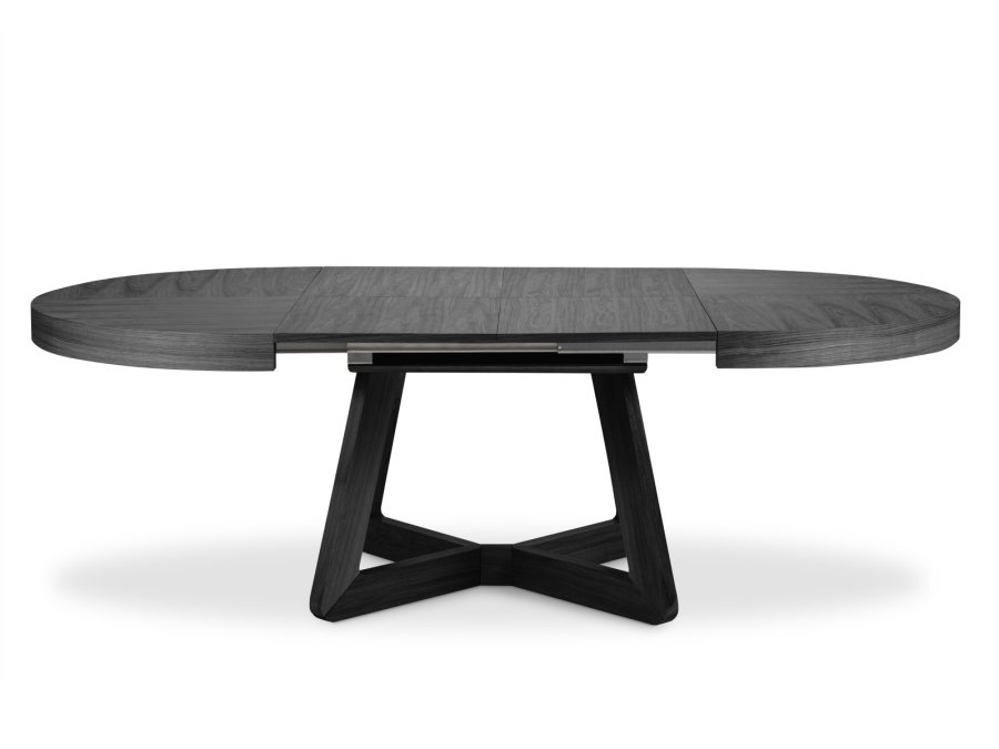 MICADONI Dustin spisebord, m. 2 tillgsplader - sort egefinér og tr (130/230x130x76)