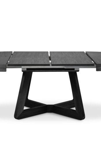 MICADONI Dustin spisebord, m. 2 tillgsplader - sort egefinér og tr (130/230x130x76)