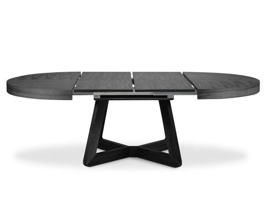 MICADONI Dustin spisebord, m. 2 tillgsplader - sort egefinér og tr (130/230x130x76)