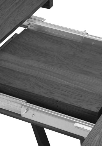 MICADONI Dustin spisebord, m. 2 tillgsplader - sort egefinér og tr (130/230x130x76)