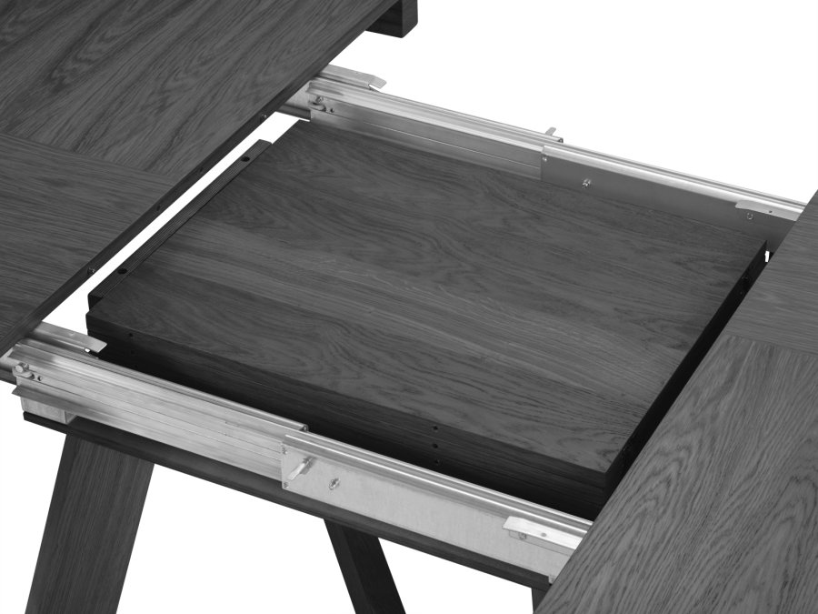 MICADONI Dustin spisebord, m. 2 tillgsplader - sort egefinér og tr (130/230x130x76)