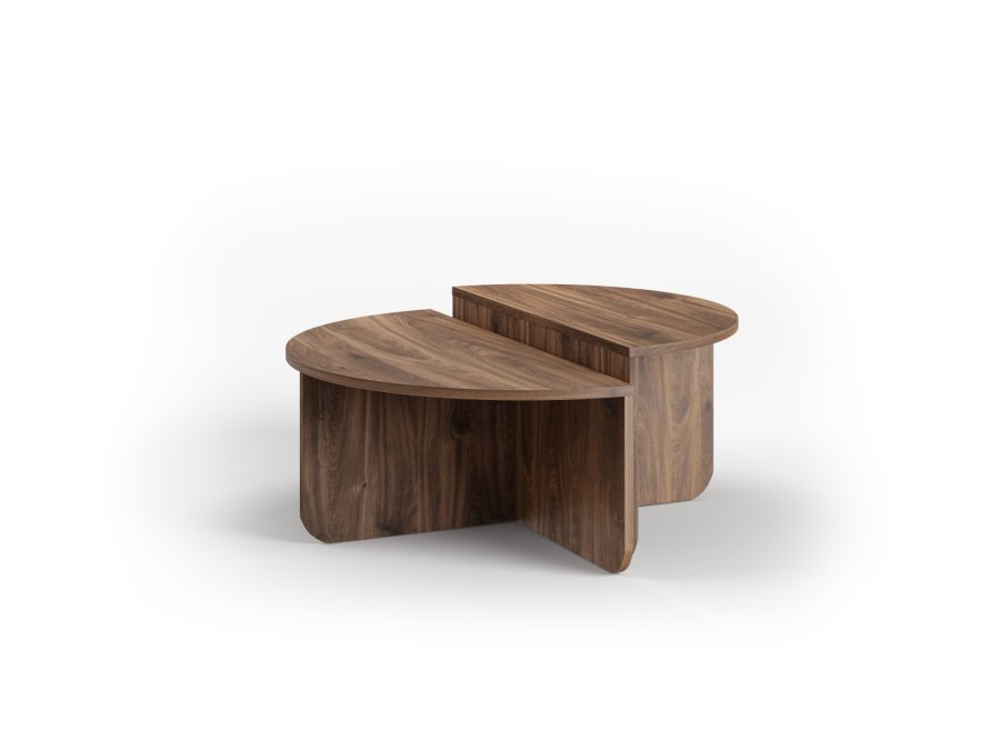 MICADONI Elias sofabord, halvrund - brun MDF (st med 2) (75x80)