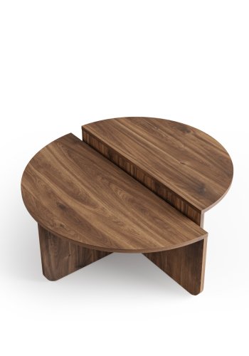 MICADONI Elias sofabord, halvrund - brun MDF (st med 2) (75x80)