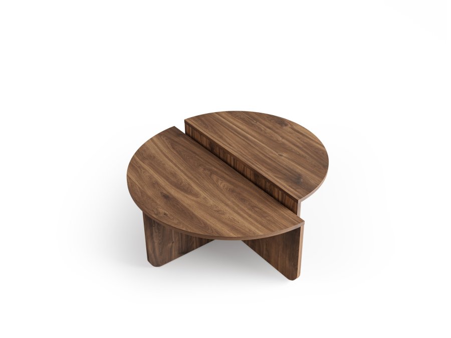 MICADONI Elias sofabord, halvrund - brun MDF (st med 2) (75x80)