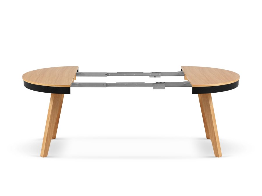 MICADONI Ludia spisebord, m. 2 tillgsplader, rund - natur egefinér og eg (100/200x100x74,5)