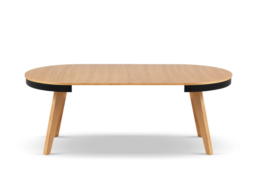 MICADONI Ludia spisebord, m. 2 tillgsplader, rund - natur egefinér og eg (100/200x100x74,5)