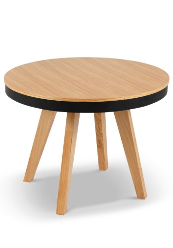 MICADONI Ludia spisebord, m. 2 tillgsplader, rund - natur egefinér og eg (100/200x100x74,5)