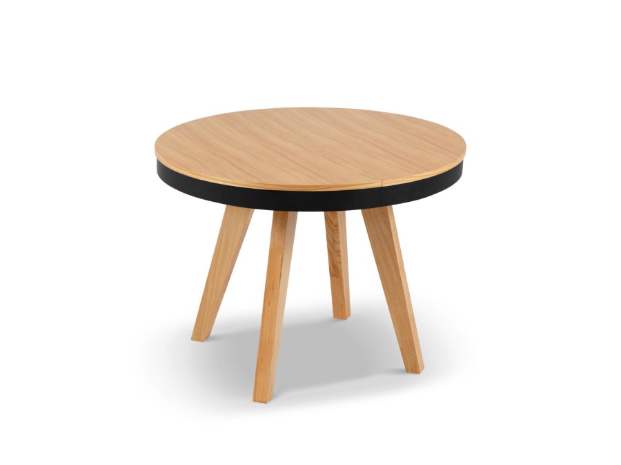 MICADONI Ludia spisebord, m. 2 tillgsplader, rund - natur egefinér og eg (100/200x100x74,5)