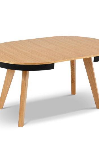 MICADONI Ludia spisebord, m. 2 tillgsplader, rund - natur egefinér og eg (100/200x100x74,5)