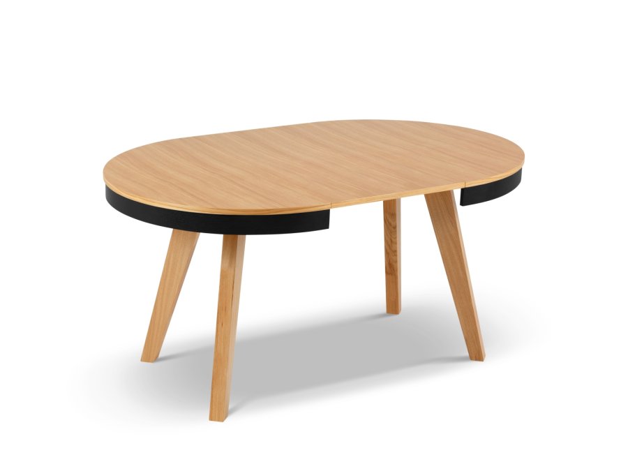 MICADONI Ludia spisebord, m. 2 tillgsplader, rund - natur egefinér og eg (100/200x100x74,5)