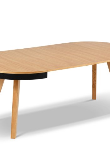 MICADONI Ludia spisebord, m. 2 tillgsplader, rund - natur egefinér og eg (100/200x100x74,5)