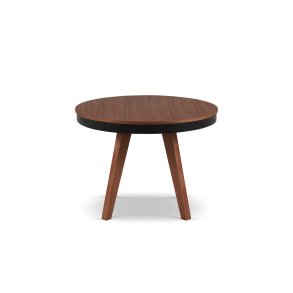 MICADONI Ludia spisebord, m. 2 tillgsplader, rund - mrkebrun egefinér (100/200x100x74,5)