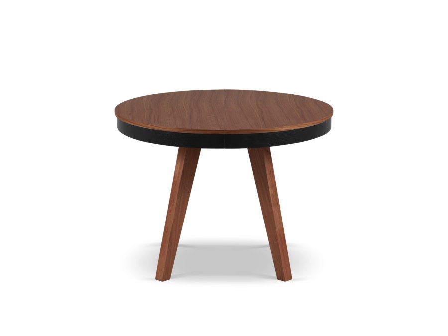 MICADONI Ludia spisebord, m. 2 tillgsplader, rund - mrkebrun egefinér (100/200x100x74,5)