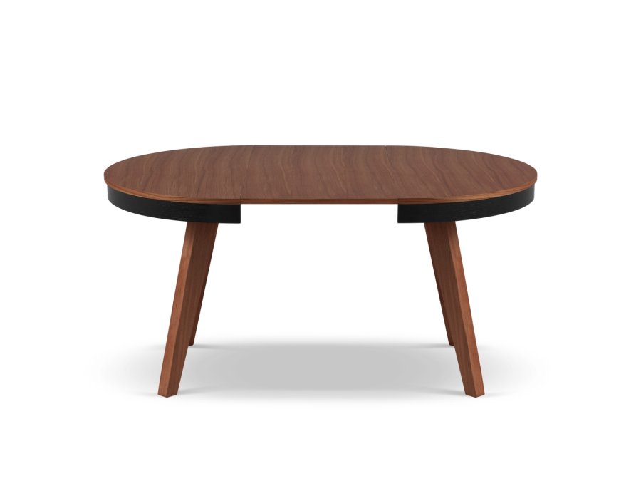 MICADONI Ludia spisebord, m. 2 tillgsplader, rund - mrkebrun egefinér (100/200x100x74,5)