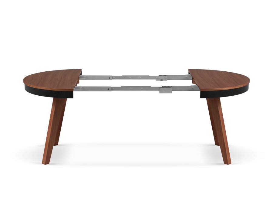 MICADONI Ludia spisebord, m. 2 tillgsplader, rund - mrkebrun egefinér (100/200x100x74,5)