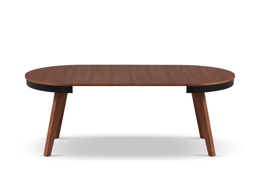 MICADONI Ludia spisebord, m. 2 tillgsplader, rund - mrkebrun egefinér (100/200x100x74,5)