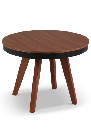 MICADONI Ludia spisebord, m. 2 tillgsplader, rund - mrkebrun egefinér (100/200x100x74,5)