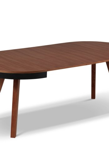 MICADONI Ludia spisebord, m. 2 tillgsplader, rund - mrkebrun egefinér (100/200x100x74,5)