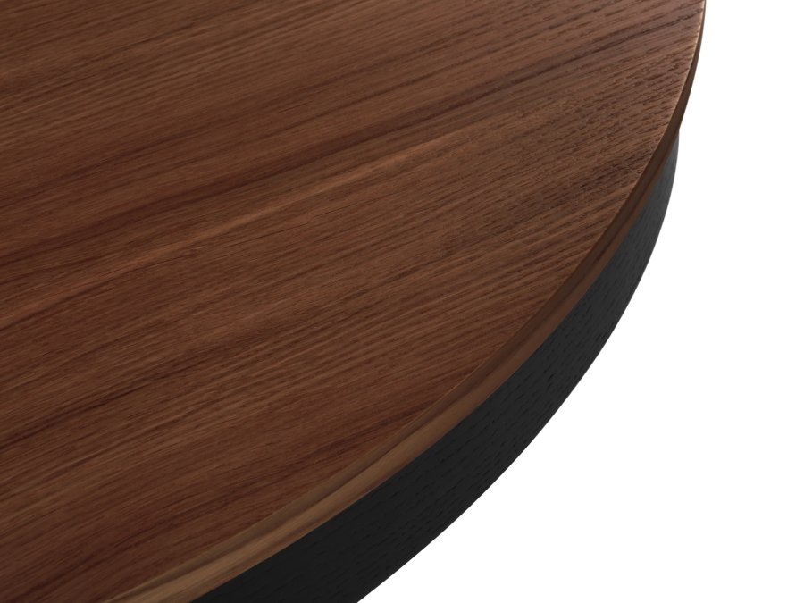 MICADONI Ludia spisebord, m. 2 tillgsplader, rund - mrkebrun egefinér (100/200x100x74,5)
