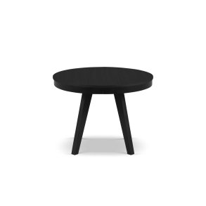 MICADONI Ludia spisebord, m. 2 tillgsplader, rund - sort egefinér og eg (100/200x100x74,5)