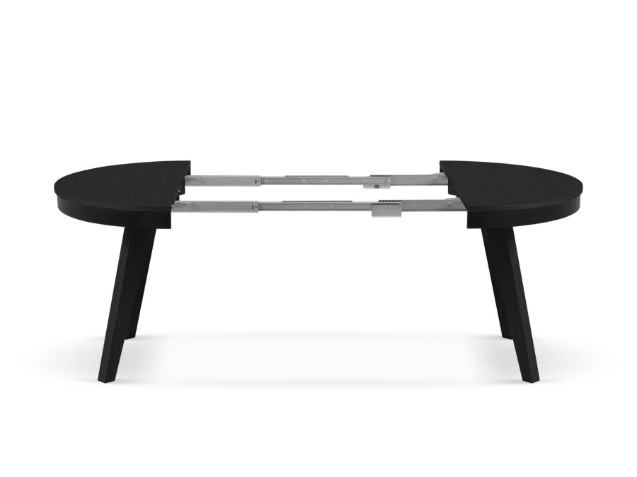 MICADONI Ludia spisebord, m. 2 tillgsplader, rund - sort egefinér og eg (100/200x100x74,5)