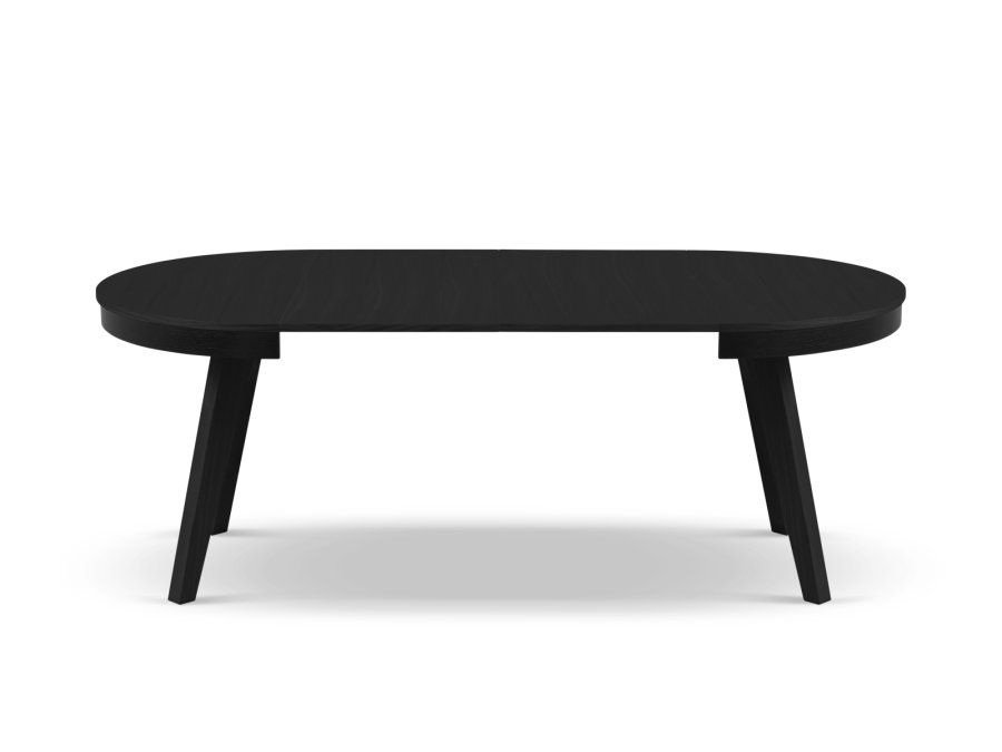 MICADONI Ludia spisebord, m. 2 tillgsplader, rund - sort egefinér og eg (100/200x100x74,5)